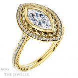 Marquise Cut Forever One Moissanite Engagement Ring #GTJ970-marquise-fb-y 4 Marquise Cut Forever Brilliant Moissanite Engagement Ring #GTJ970-marquise-fb-y