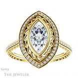 Marquise Cut Forever One Moissanite Engagement Ring #GTJ970-marquise-fb-y 1 Marquise Cut Forever Brilliant Moissanite Engagement Ring #GTJ970-marquise-fb-y