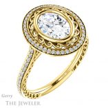 Oval Shaped Forever One Moissanite Engagement Ring #GTJ970-oval-fo-y