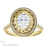 Oval Shaped Forever One Moissanite Engagement Ring #GTJ970-oval-fo-y