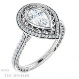 Pear Shaped Forever One Moissanite Engagement Ring #GTJ970-pear-fb-w 4 Pear Shaped Forever Brilliant Moissanite Engagement Ring #GTJ970-pear-fb-w