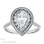Pear Shaped Forever One Moissanite Engagement Ring #GTJ970-pear-fb-w 1 Pear Shaped Forever Brilliant Moissanite Engagement Ring #GTJ970-pear-fb-w
