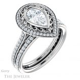 Pear Shaped Forever One Moissanite Engagement Ring #GTJ970-pear-fb-w 6 Pear Shaped Forever Brilliant Moissanite Engagement Ring #GTJ970-pear-fb-w
