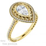 Pear Shaped Forever One Moissanite Engagement Ring #GTJ970-pear-fb-y 4 Pear Shaped Forever Brilliant Moissanite Engagement Ring #GTJ970-pear-fb-y