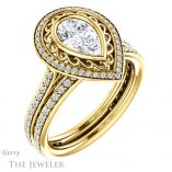 Pear Shaped Forever One Moissanite Engagement Ring #GTJ970-pear-fb-y 6 Pear Shaped Forever Brilliant Moissanite Engagement Ring #GTJ970-pear-fb-y