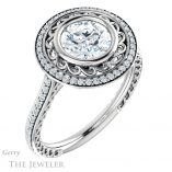 Round Cut Forever One Moissanite Engagement Ring #GTJ970-round-fo-w 4 Round Cut Forever One Moissanite Engagement Ring #GTJ970-round-fo-w