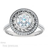 Round Cut Forever One Moissanite Engagement Ring #GTJ970-round-fo-w 1 Round Cut Forever One Moissanite Engagement Ring #GTJ970-round-fo-w