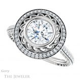 Round Cut Forever One Moissanite Engagement Ring #GTJ970-round-fo-w 5 Round Cut Forever One Moissanite Engagement Ring #GTJ970-round-fo-w