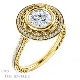 Round Cut Forever One Moissanite Engagement Ring #GTJ970-round-fo-y