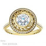 Round Cut Forever One Moissanite Engagement Ring #GTJ970-round-fo-y