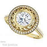 Round Cut Forever One Moissanite Engagement Ring #GTJ970-round-fo-y