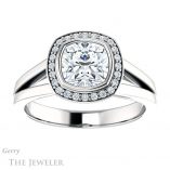 Cushion Cut Forever One Moissanite Engagement Ring #GTJ971-cushion-fo-w