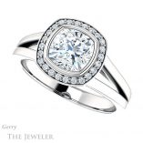 Cushion Cut Forever One Moissanite Engagement Ring #GTJ971-cushion-fo-w