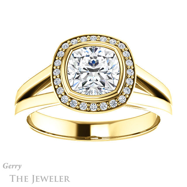 Cushion Cut Forever One Moissanite Engagement Ring #GTJ971-cushion-fo-y