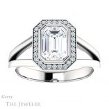 Emerald Cut Forever Brilliant Moissanite Engagement Ring #GTJ971-emerald-fb-w