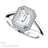 Emerald Cut Forever Brilliant Moissanite Engagement Ring #GTJ971-emerald-fb-w