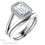 Emerald Cut Forever Brilliant Moissanite Engagement Ring #GTJ971-emerald-fb-w