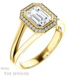 Emerald Cut Forever One Moissanite Engagement Ring #GTJ971-emerald-fb-y 4 Emerald Cut Forever Brilliant Moissanite Engagement Ring #GTJ971-emerald-fb-y