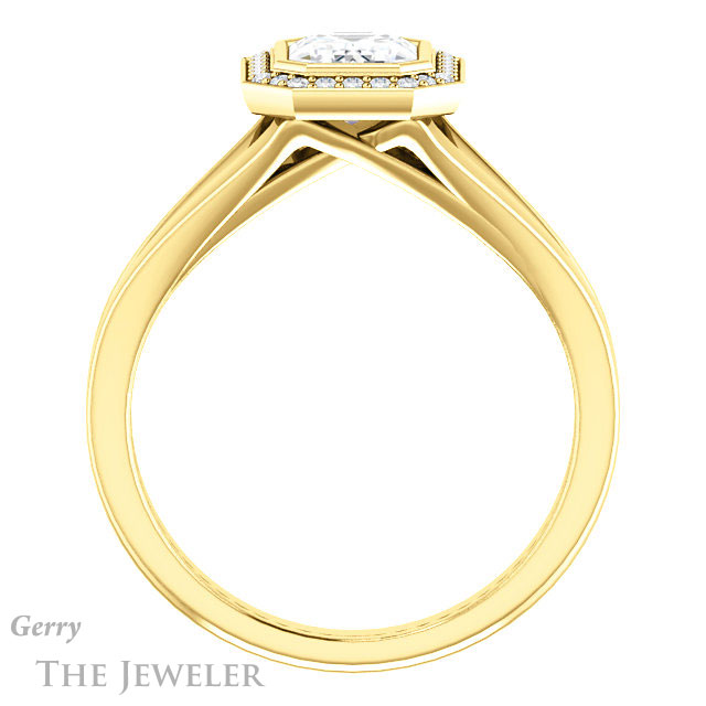 Emerald Cut Forever One Moissanite Engagement Ring #GTJ971-emerald-fb-y 2 Emerald Cut Forever Brilliant Moissanite Engagement Ring #GTJ971-emerald-fb-y
