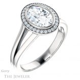 Oval Shaped Forever One Moissanite Engagement Ring #GTJ971-oval-fo-w 4 Oval Shaped Forever One Moissanite Engagement Ring #GTJ971-oval-fo-w