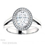 Oval Shaped Forever One Moissanite Engagement Ring #GTJ971-oval-fo-w 1 Oval Shaped Forever One Moissanite Engagement Ring #GTJ971-oval-fo-w