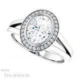 Oval Shaped Forever One Moissanite Engagement Ring #GTJ971-oval-fo-w 5 Oval Shaped Forever One Moissanite Engagement Ring #GTJ971-oval-fo-w