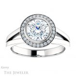 Round Cut Forever One Moissanite Engagement Ring #GTJ971-round-fo-w 1 Round Cut Forever One Moissanite Engagement Ring #GTJ971-round-fo-w