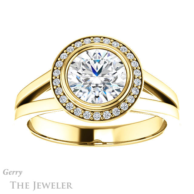 Round Cut Forever One Moissanite Engagement Ring #GTJ971-round-fo-y