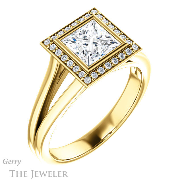 Princess Cut Forever One Moissanite Engagement Ring #GTJ971-square-fo-y 4 Princess Cut Forever One Moissanite Engagement Ring #GTJ971-square-fo-y