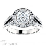 Cushion Cut Forever One Moissanite Engagement Ring #GTJ973-cushion-fo-w