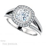 Cushion Cut Forever One Moissanite Engagement Ring #GTJ973-cushion-fo-w