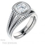 Cushion Cut Forever One Moissanite Engagement Ring #GTJ973-cushion-fo-w