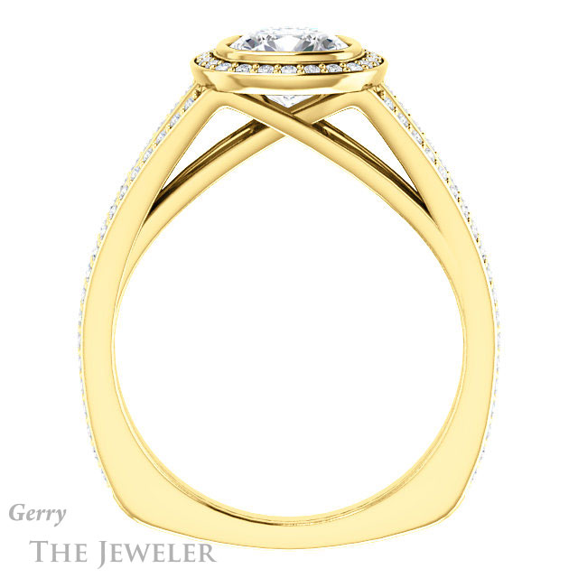 Cushion Cut Forever One Moissanite Engagement Ring #GTJ973-cushion-fo-y