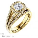 Cushion Cut Forever One Moissanite Engagement Ring #GTJ973-cushion-fo-y