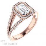 Emerald Cut Forever One Moissanite Engagement Ring #GTJ973-emerald-fb-r 4 Emerald Cut Forever Brilliant Moissanite Engagement Ring #GTJ973-emerald-fb-r