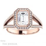 Emerald Cut Forever One Moissanite Engagement Ring #GTJ973-emerald-fb-r 1 Emerald Cut Forever Brilliant Moissanite Engagement Ring #GTJ973-emerald-fb-r