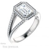Emerald Cut Forever One Moissanite Engagement Ring #GTJ973-emerald-fb-w 4 Emerald Cut Forever Brilliant Moissanite Engagement Ring #GTJ973-emerald-fb-w