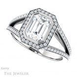 Emerald Cut Forever One Moissanite Engagement Ring #GTJ973-emerald-fb-w 5 Emerald Cut Forever Brilliant Moissanite Engagement Ring #GTJ973-emerald-fb-w