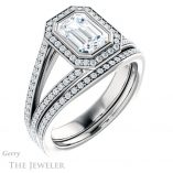 Emerald Cut Forever One Moissanite Engagement Ring #GTJ973-emerald-fb-w 6 Emerald Cut Forever Brilliant Moissanite Engagement Ring #GTJ973-emerald-fb-w