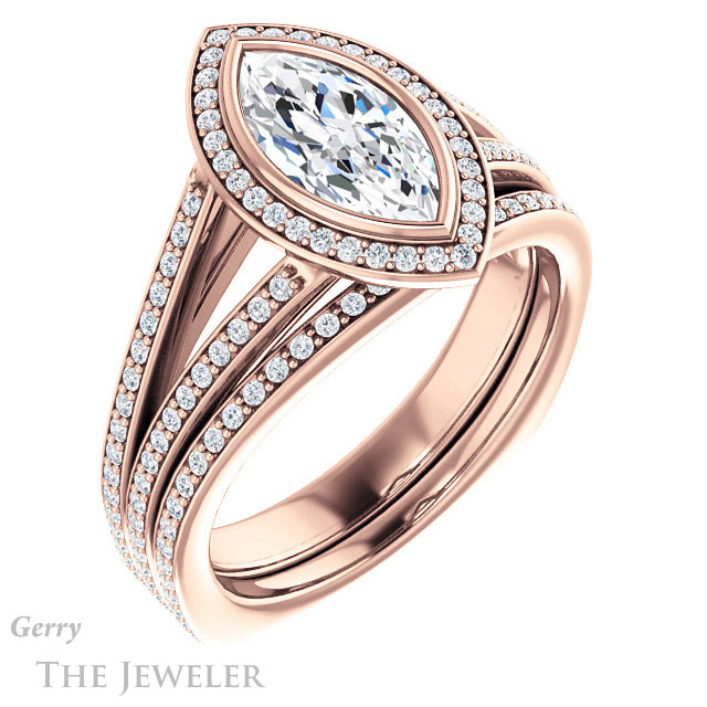 Marquise Cut Forever One Moissanite Engagement Ring #GTJ973-marquise-fb-r 6 Marquise Cut Forever Brilliant Moissanite Engagement Ring #GTJ973-marquise-fb-r
