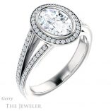 Oval Shaped Forever One Moissanite Engagement Ring #GTJ973-oval-fo-w 4 Oval Shaped Forever One Moissanite Engagement Ring #GTJ973-oval-fo-w