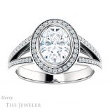 Oval Shaped Forever One Moissanite Engagement Ring #GTJ973-oval-fo-w 1 Oval Shaped Forever One Moissanite Engagement Ring #GTJ973-oval-fo-w