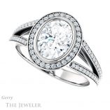 Oval Shaped Forever One Moissanite Engagement Ring #GTJ973-oval-fo-w 5 Oval Shaped Forever One Moissanite Engagement Ring #GTJ973-oval-fo-w