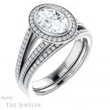 Oval Shaped Forever One Moissanite Engagement Ring #GTJ973-oval-fo-w 6 Oval Shaped Forever One Moissanite Engagement Ring #GTJ973-oval-fo-w
