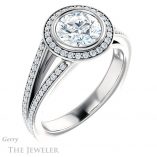 Round Cut Forever One Moissanite Engagement Ring #GTJ973-round-fo-w