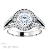 Round Cut Forever One Moissanite Engagement Ring #GTJ973-round-fo-w