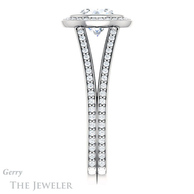 Round Cut Forever One Moissanite Engagement Ring #GTJ973-round-fo-w