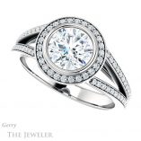 Round Cut Forever One Moissanite Engagement Ring #GTJ973-round-fo-w