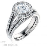 Round Cut Forever One Moissanite Engagement Ring #GTJ973-round-fo-w