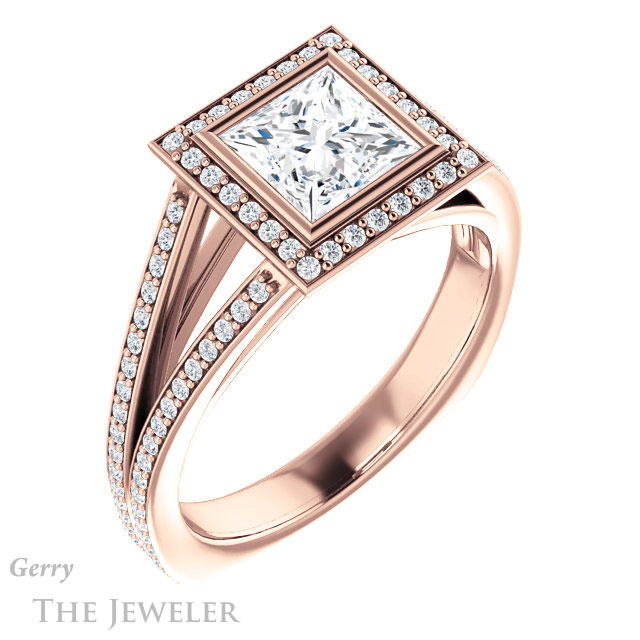 Princess Cut Forever One Moissanite Engagement Ring #GTJ973-square-fo-r 4 Princess Cut Forever One Moissanite Engagement Ring #GTJ973-square-fo-r